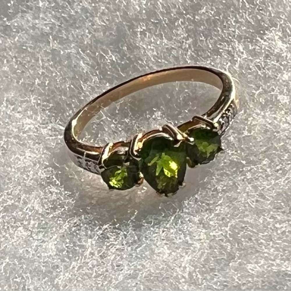 Russian Diopside & Diamond Ring in 14K Yellow Gold - Excellent Condition - Picture 3 of 10